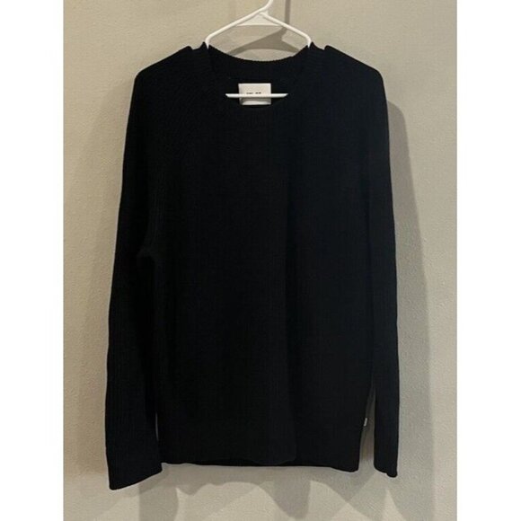 NO NATIONALITY NN07 Sweater Men's XL Knit Navy Blue Woven Cardigan 100% Cotton - Picture 1 of 4